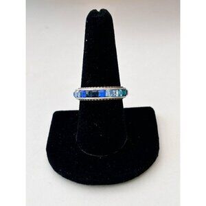 Brighton SPECTRUM Ring Blue Channel Set Crystals Silver Size 9 Silver Plate